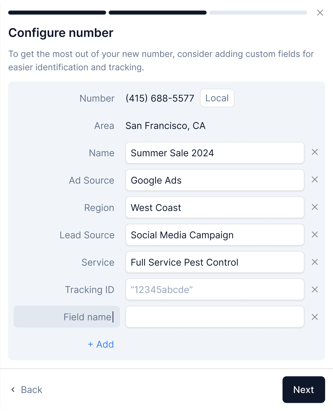 Configure number