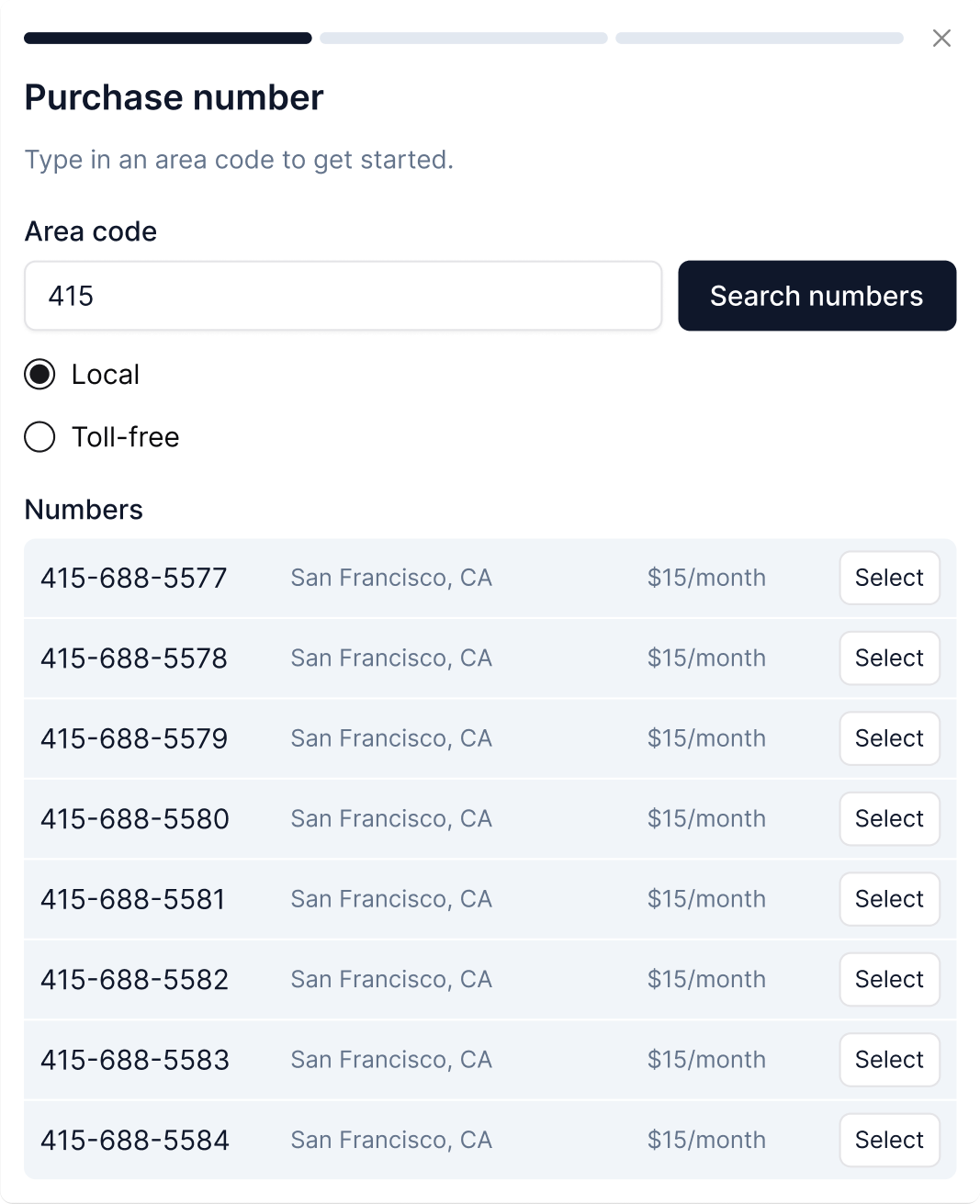 Purchase number